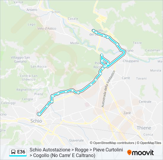 e36 Route: Schedules, Stops & Maps - Schio Autostazione > Rogge > Pieve ...