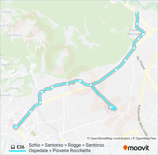 Percorso linea bus E36