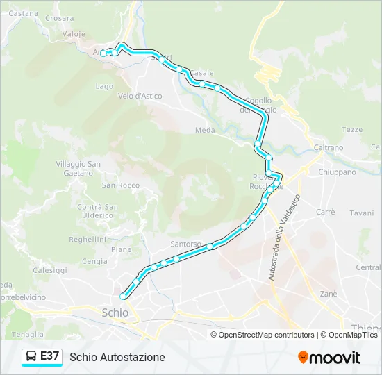 Percorso linea bus E37