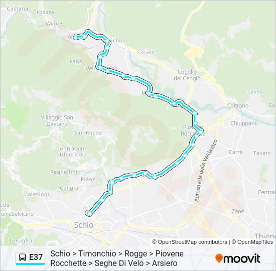 Percorso linea bus E37