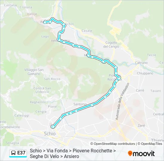 Percorso linea bus E37