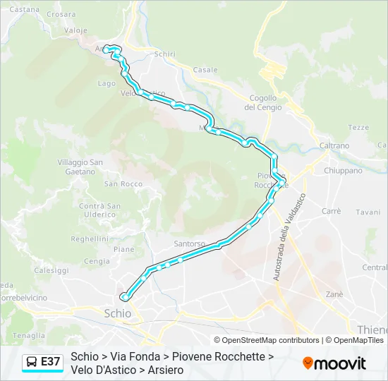 Percorso linea bus E37