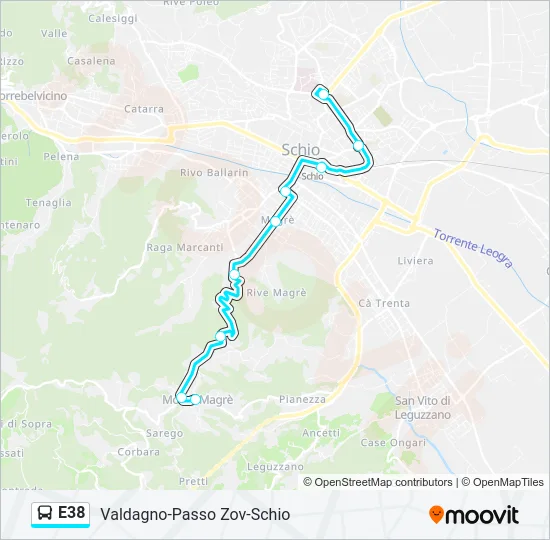 E38 Bus Line Map
