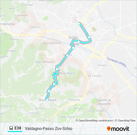 E38 Bus Line Map