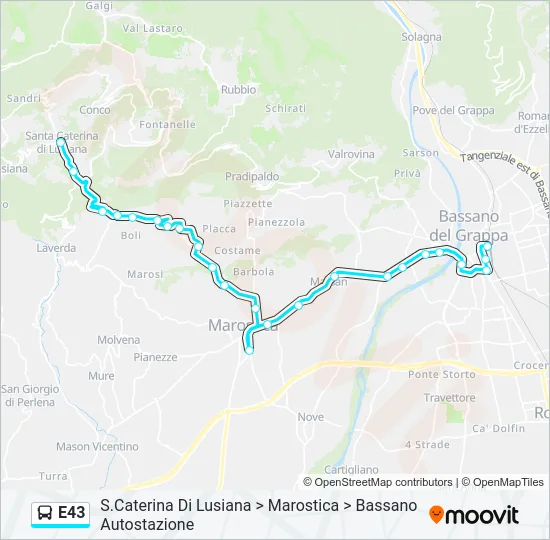 E43 Bus Line Map
