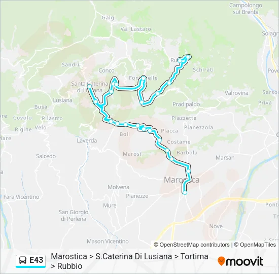 E43 Bus Line Map