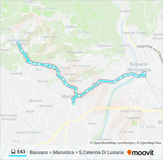 E43 Bus Line Map