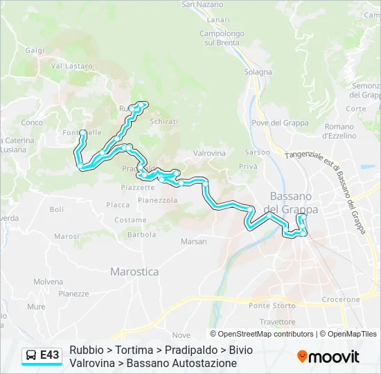 E43 Bus Line Map