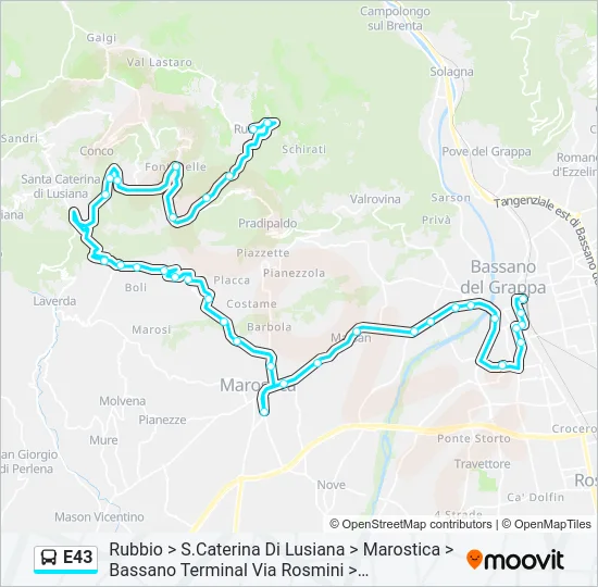 E43 Bus Line Map