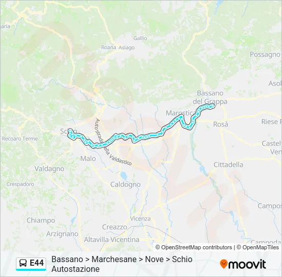 E44 Bus Line Map