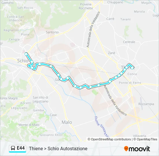 Percorso linea bus E44