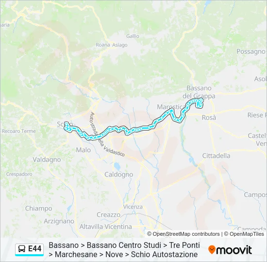E44 Bus Line Map