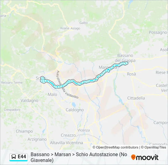 E44 Bus Line Map