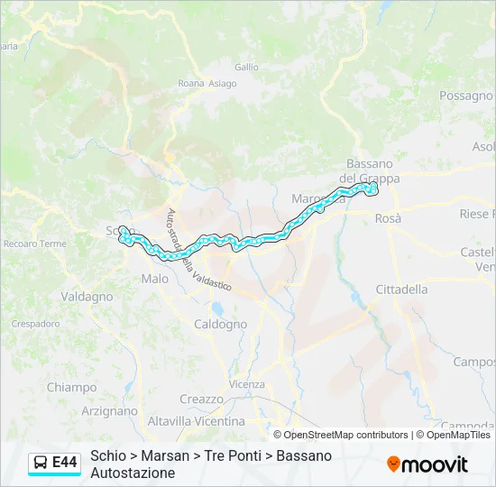 E44 Bus Line Map