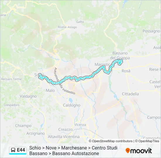 Percorso linea bus E44
