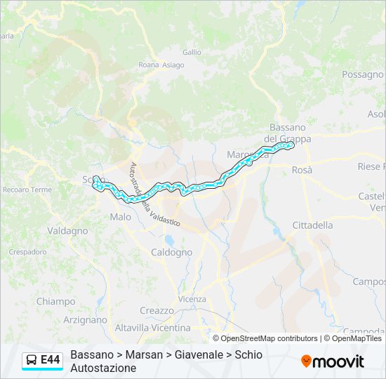 E44 Bus Line Map