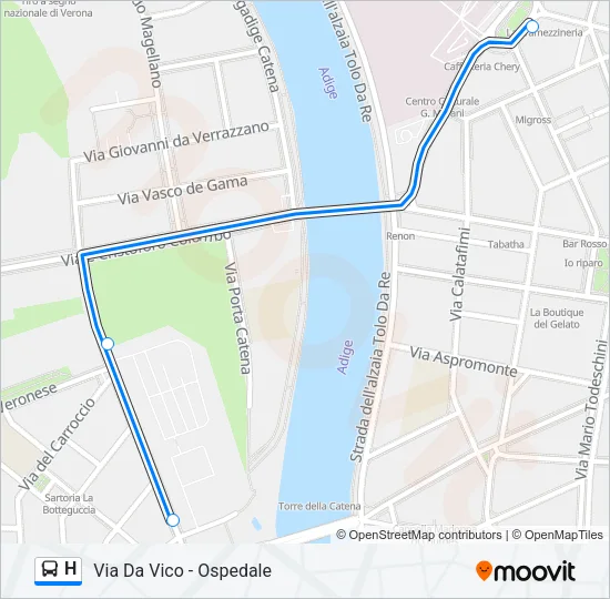 H Bus Line Map