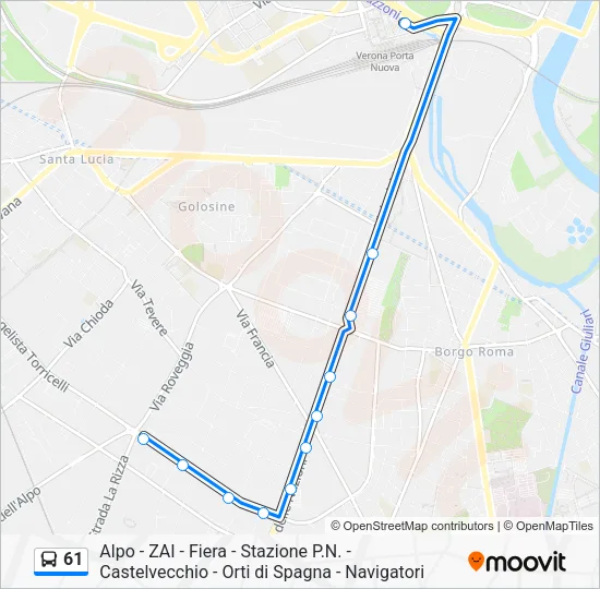 61 Bus Line Map