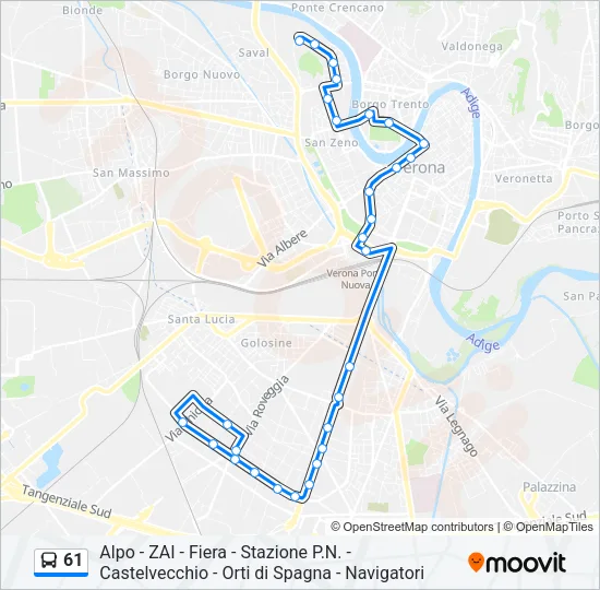 61 Bus Line Map