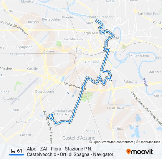 61 bus Line Map