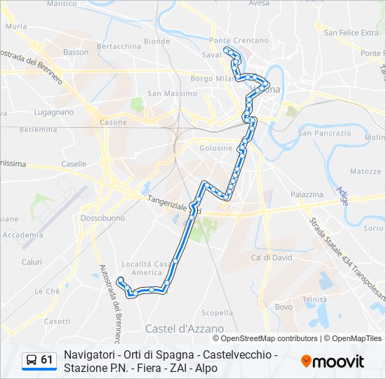 61 bus Line Map