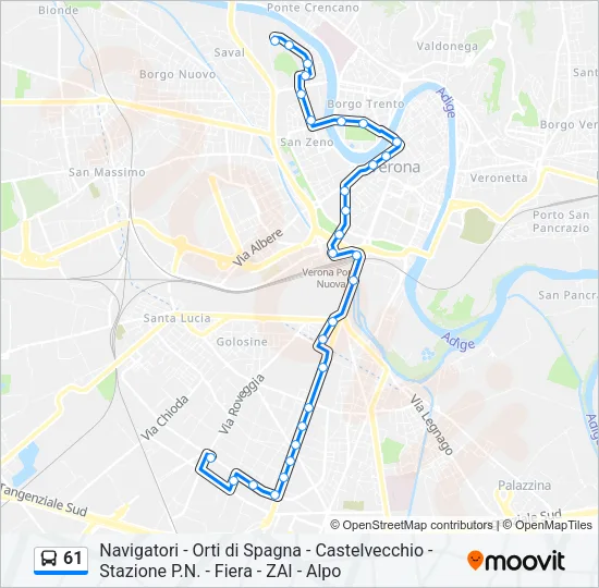 61 Bus Line Map