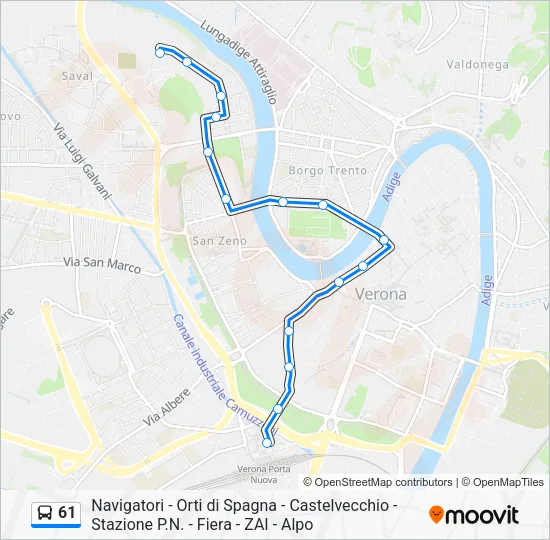61 Bus Line Map