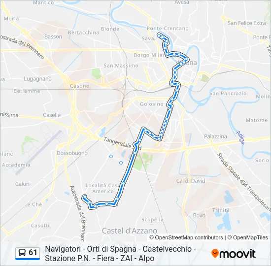 61 Bus Line Map