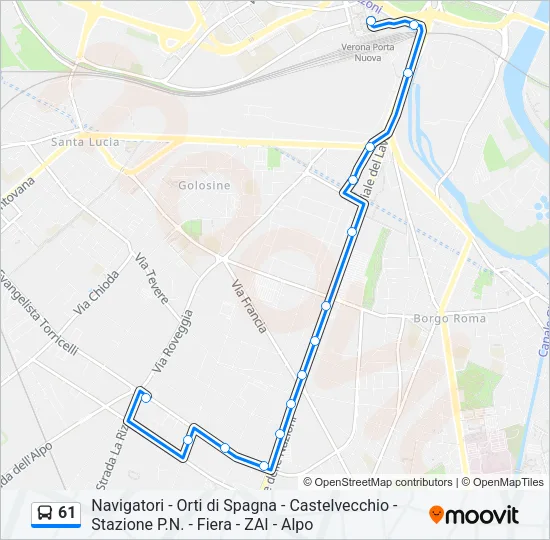 61 Bus Line Map