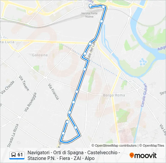 61 Bus Line Map