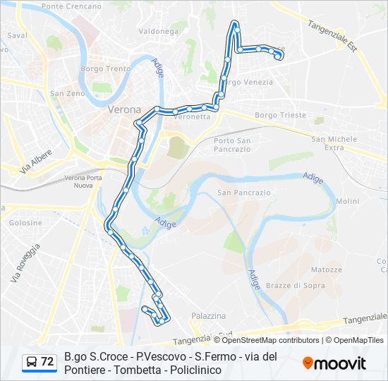 Percorso linea bus 72