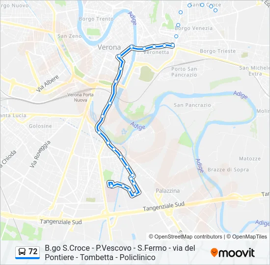 72 Bus Line Map