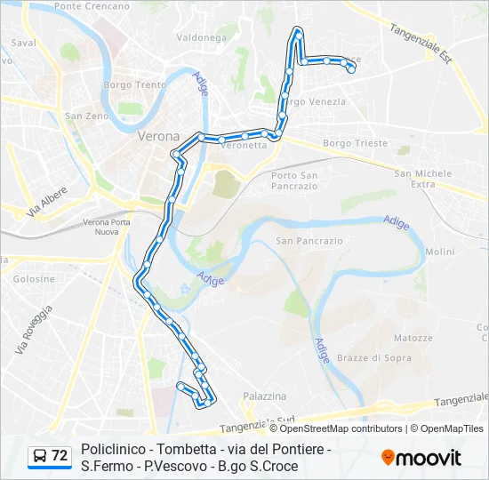 72 Bus Line Map