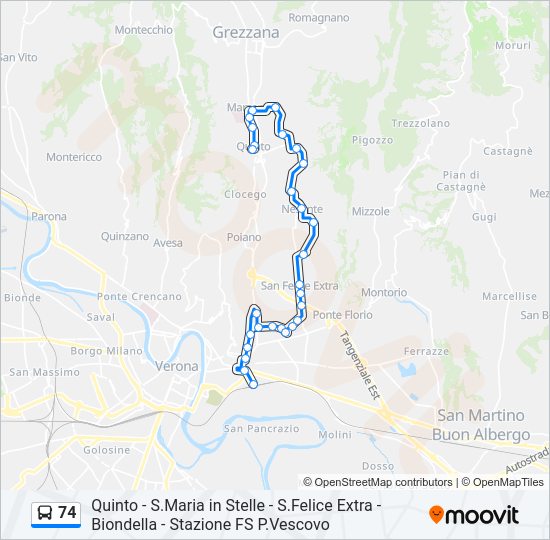 Percorso linea bus 74