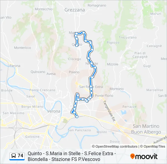 74 Bus Line Map