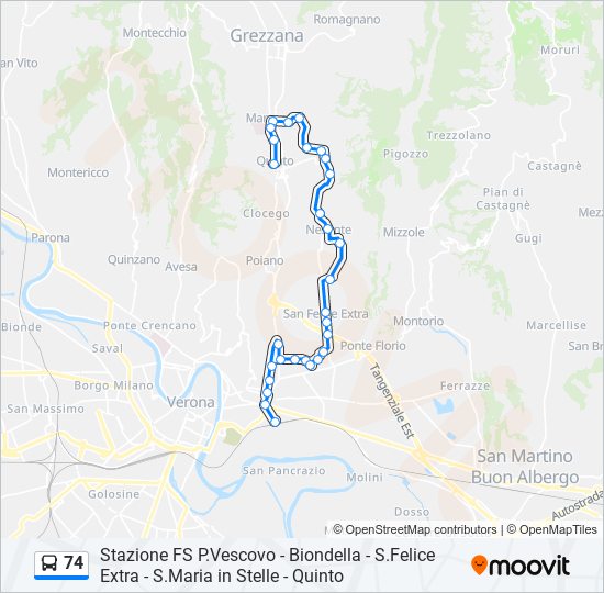 Percorso linea bus 74