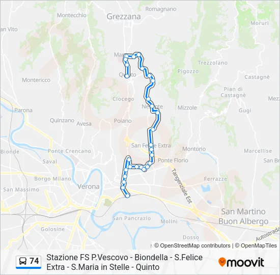 74 Bus Line Map