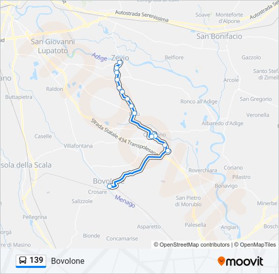 Percorso linea bus 139