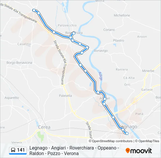141 Bus Line Map