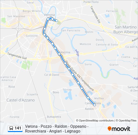 141 bus Line Map