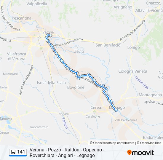 Percorso linea bus 141