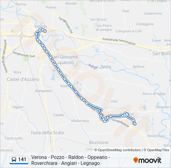 Percorso linea bus 141