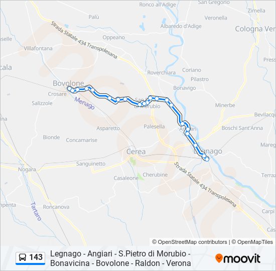 143 bus Line Map