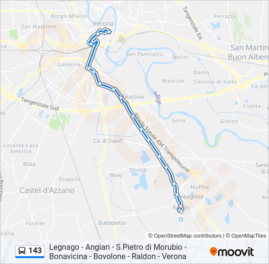 Percorso linea bus 143