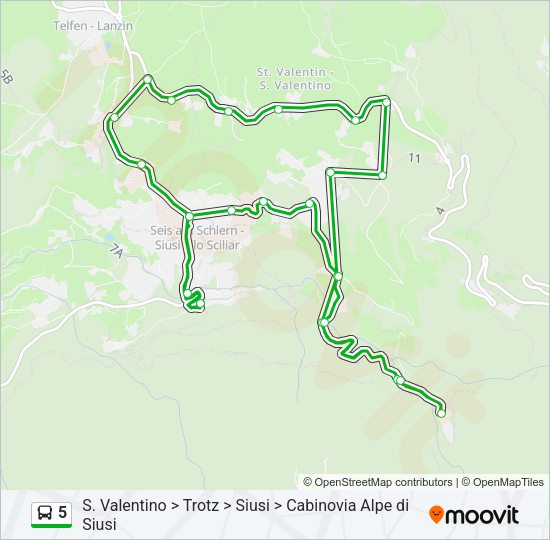 Percorso linea bus 5