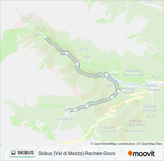 Percorso linea bus SKIBUS