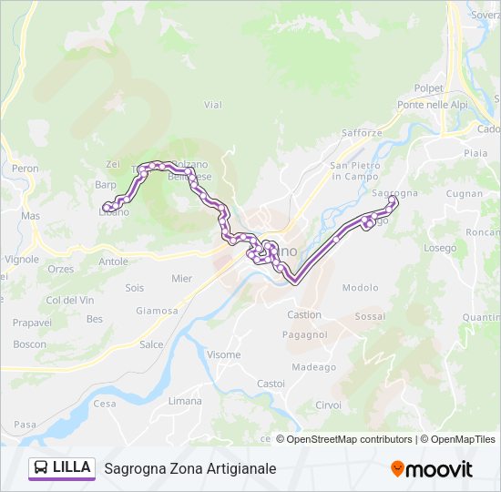 Percorso linea bus LILLA