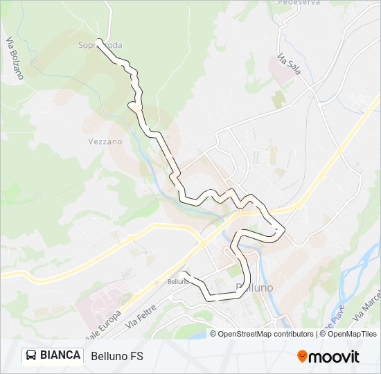 Percorso linea bus BIANCA