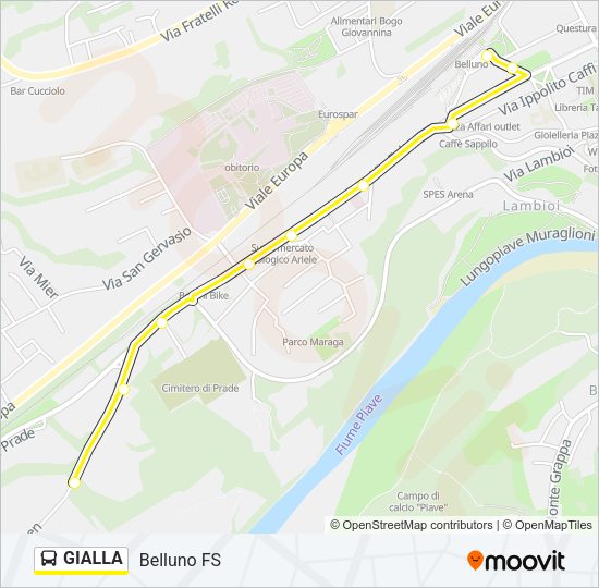 Percorso linea bus GIALLA