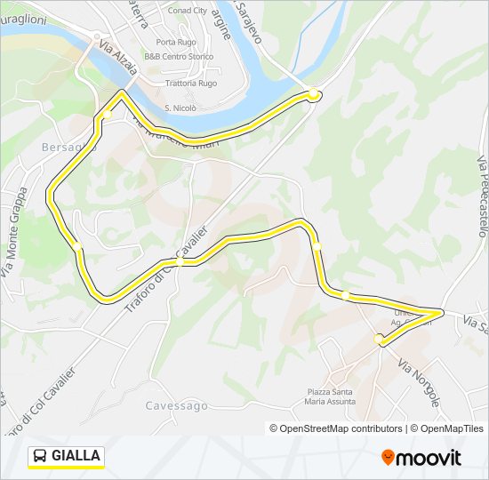 Percorso linea bus GIALLA